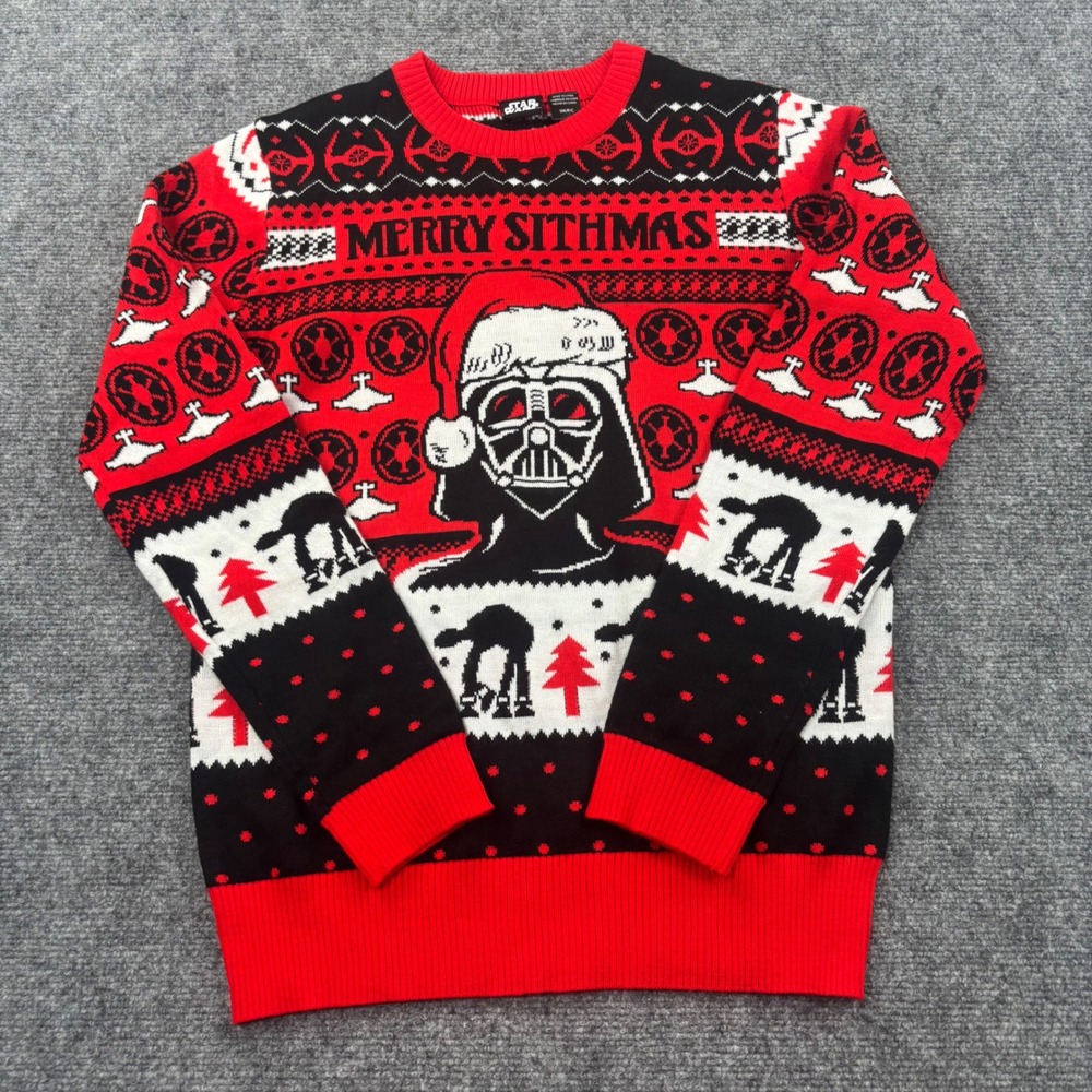 Star Wars Ugly Christmas Sweater Small Red Darth Vader Merry Sithmas Womens - Picture 4 of 7